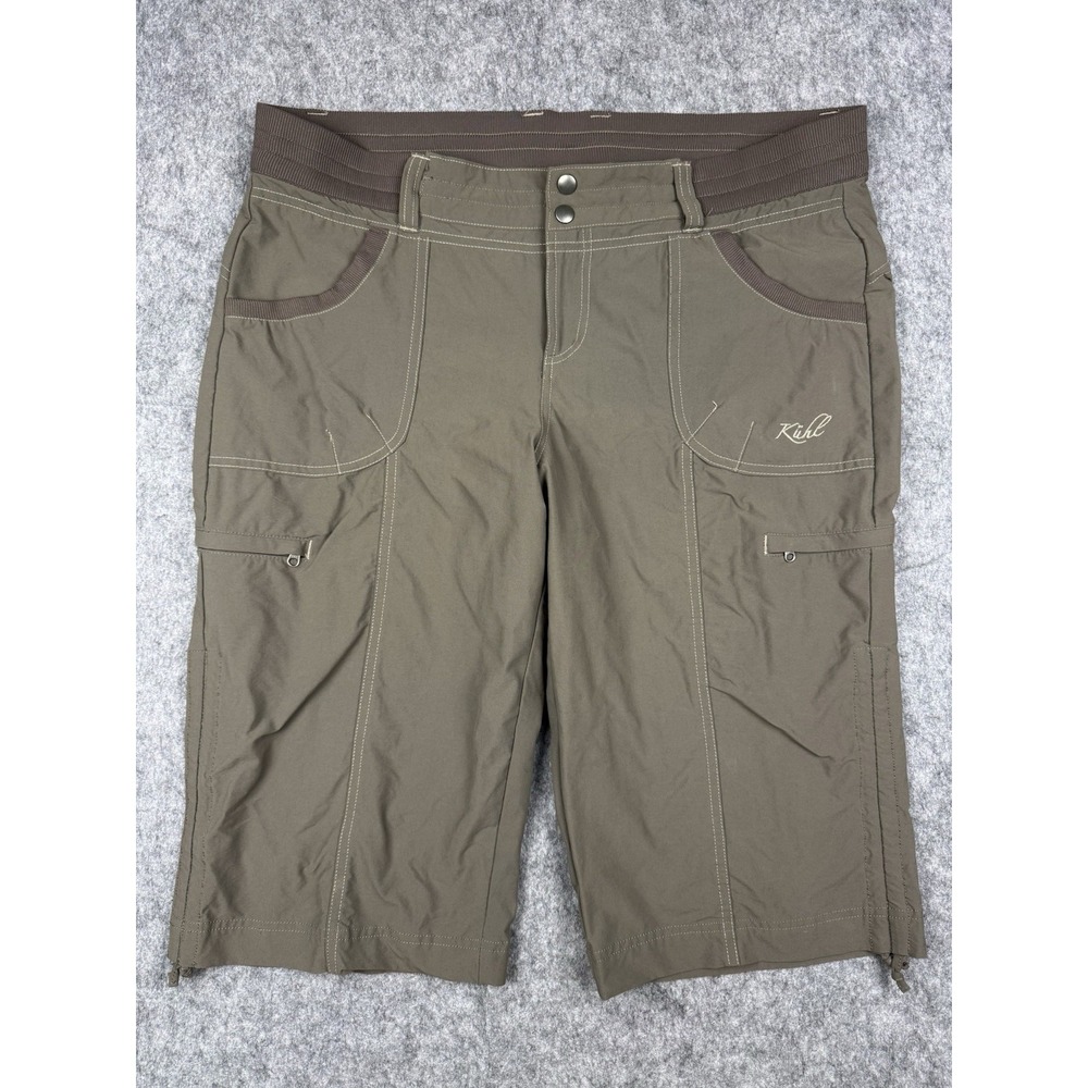 Kuhl Womens Hiking Shorts Sz 14 Brown Outdoor Performance Stretch 15" Inseam